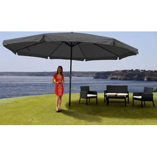 Sonnenschirm Meran Pro, Gastronomie Marktschirm mit Volant Ø 5m Polyester/Alu 28kg anthrazit ohne Ständer - Grau
