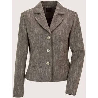 Jackenblazer MADELEINE "Kurzblazer Taillierter Businessblazer mit Reverskragen", Damen, Gr. 42, weiß (cappuccino, wollweiß, melange), Obermaterial: 42% Wolle mw. 30% Polyester PES. 15% Baumwolle CO. 9% Polyamid PA. 4% sonstige Fasern AF., Modern, Blazer Jackenblazer, Italienische Garnmischung