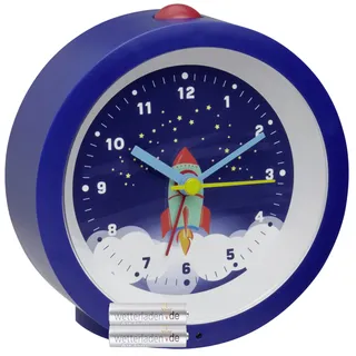 TFA Dostmann 60.1033 Analoger Kinderwecker Kindermotiv Sweep-Uhrwerk (Blau mit Batterien)