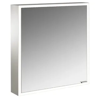 emco prime Lichtspiegelschrank, 600 mm, eine Tür, Anschlag links, mit verspiegelten Seitenwänden, Aufputzmodell, 949706359, Farbe: aluminium/weiß