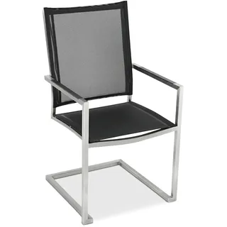 Freischwinger Venus Edelstahl - Batyline schwarz Armlehnen Aluminium