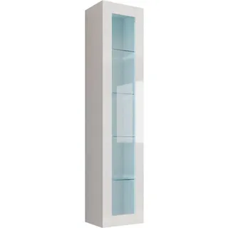 Mirjan24 Hängevitrine 180 Vigo Glas , Weiß, Weiß Hochglanz , Holzwerkstoff , Rechteckig , 40x180x30 cm , Esszimmer, Vitrinen, Vitrinenschränke