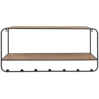 Livetastic Garderobenleiste , Naturfarben, Schwarz , Holz, Metall , Tanne , massiv , 90x42x32.5 cm , Garderobe, Garderobenhaken, Hakenleisten