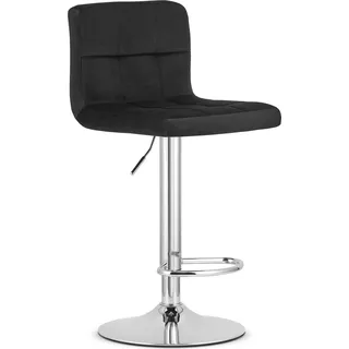 Valora PROT Hocker, schwarzer Samt, Chrombasis - Schwarzer Samthocker mit Chromakzent - Schwarz