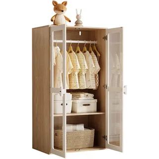 Flieks Kinder Kleiderschrank 80x50x150cm Weiß + MDF Acryltüren verschiebbar , Multicolor , Holz , 50x150x80 cm , Babymöbel & Kindermöbel, Babyzimmer, Babykleiderschränke