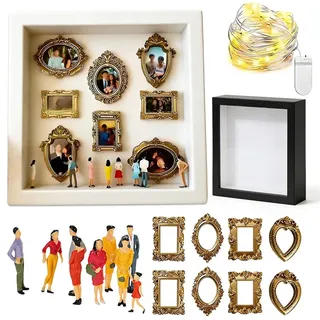 DIY Mini Museum Silhouette Box, Mini-Museum-Silhouetten-Box, Kreatives Bilderrahmen mit LED Licht für Jahrestag, Hochzeit, Heimdekoration (Schwarz)