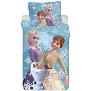 Jerry Fabrics Disney Frozen Eiskönigin Blau 140 x 200 cm + 70 x 90 cm