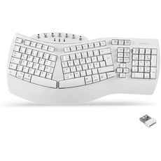 Perixx 11620 PERIBOARD-612 Ergonomische Kabellose Tastatur, Geteiltes Tastenfeld mit Dual Modus 2.4G oder Bluetooth, Kompatibel mit Windows 10 und Mac OS X, Weiß, QWERTZ Deutsches Layout