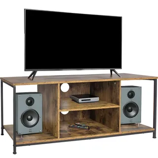 Relaxdays TV Lowboard 480,0 cm Braun/Schwarz Holz/Stahl/MDF/Holzwerkstoff