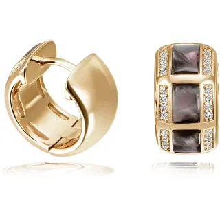 goldmaid Paar Creolen »925 Sterling Silber Glänzend Perlmutt schwarz/grün«, gelb