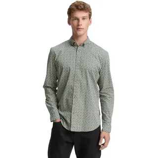 TOM TAILOR Denim Herren 1041396 Hemd, 38380-Green White Mini Paisley Print, M