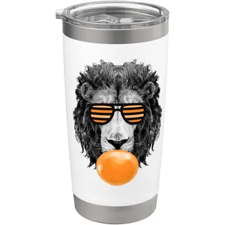 Orange Bubble Gum Lion Stripe Sonnenbrille Löwenkopf Doppelwandiger Edelstahl-Thermobecher