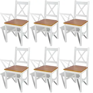 vidaXL Esszimmerstuhl Kiefer naturbelassen/weiß 6er Set