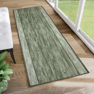 Läufer Teppich Meterware Flur Wohnzimmer Schlafzimmer Kurzflor Modern Design Rutschfest Grün 80 x 760 - Grün