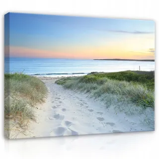 Wallarena Leinwandbilder Strand Meer Natur 100x70 , Multicolor , Holzwerkstoff , Recyclingholz , Abstrakt , Rechteckig , 100x70 cm , FSC 100% , 3D-Effekt , Bilder & Rahmen, Bilder, Leinwandbilder