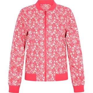 Damen Bomberjacke mit floralem Muster, Stehkragen und Reißverschluss, Rosa, Größe XL - Rosa