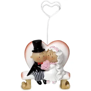 Mopec Z46 Fotohalter mit Figuren: Brautpaar Pit & Pita sitzen auf Einer herzförmigen Bank, 6-er Pack