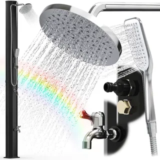 Gartendusche Solardusche mit Handbrause 40l Tank Pooldusche Outdoor Solar Dusche Garten Saunadusche Aussendusche ohne Stromanschluss Duschsäule - Schwarz