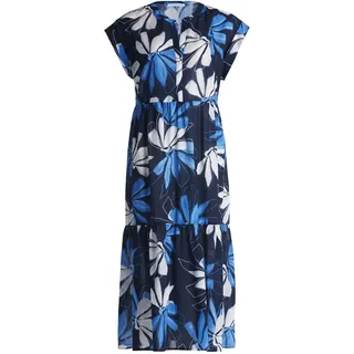 Midikleid BETTY & CO "Stufenkleid mit Print", Damen, Gr. 36, EURO, blau (dunkelblau, blau), Obermaterial: 56% Viskose CV. 44% Baumwolle CO., Kleider Midikleid