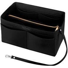 Ropch Handtaschen Organizer, Filz Taschenorganizer Bag in Bag Innentaschen Handtaschenordner mit Abnehmbare Reißverschluss-Tasche und Schlüsselkette (Schwarz, XL)