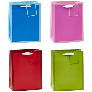 TSI Geschenktüten Mittel 18 x 23 cm 12 St. Blau/Rosa/Rot/Grün