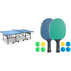 JOOLA 11134 Tischtennisplatte Outdoor Rally-Profi Tischtennistisch 6 MM Aluminium-Verbundoberfläche & 54814 Tischtennis-Set COLORATO Bestehend aus 2 Tischtennisschläger + 8 Bunte Tischtennisbälle