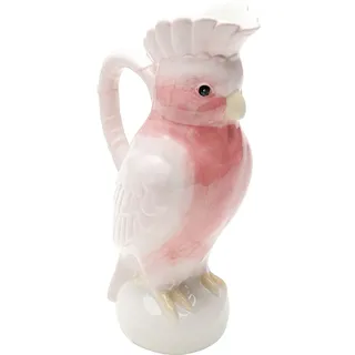 Kare Exotic Bird, Weiß-Rosa, Handbemalt, Tierisches Design, Exotisch, Wasserkrug, Dekovase, Keramik Dolomit Glasiert, 30x17x11,5 cm (HxBxT)