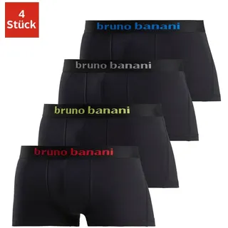 Bruno Banani Hipster Packung, 4 Stk., knapp sitzende Boxershorts mit Logo Webbund aus Baumwollmischung schwarz