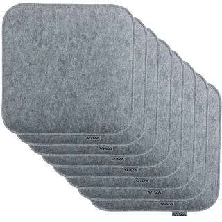 Brandsseller 8er Set Sitzkissen aus Filz 35x35x2 cm – Robuste Stuhlauflagen für innen und außen, eckiges Sitzpolster, strapazierfähiges Kissen für Stühle – Hellgrau