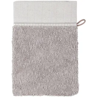 möve Brooklyn Waschhandschuh Uni mit Fischgratbordüre 15 x 20 cm aus 85 % Baumwolle / 10 % Viskose aus Bambus-Zellstoff / 5 % Leinen, cashmere