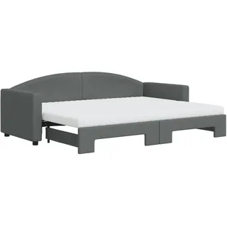 vidaXL Tagesbett Ausziehbar mit Matratzen Dunkelgrau 80x200 cm Stoff - Grau
