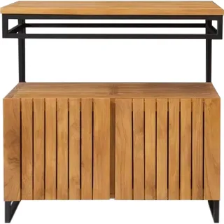 Teako Design Waschbeckenunterschrank Zenobia Teakholz 80/105/140cm - Waschtisch Badmöbel Massivholz FLEGT (55 x 80 x 80 cm)