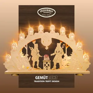 Weigla Schwibbogen »Bergmann mit Amethyst, Lichterbogen aus Holz, NATUR, Made in Germany« 1 Stk. Erzgebirge garantiert, Weihnachtsdeko Innen, Weihnachtsbeleuchtung, beige