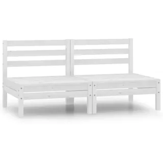 vidaXL 2-Sitzer-Gartensofa Weiß Kiefer Massivholz - Weiß