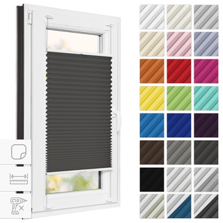 Woltu Plissee ohne Bohren Klemmfix Faltrollo Jalousie Weiß 115x130cm (BxH), Plisseerollo Crushed Optik Sichtschutz und Sonnenschutz Easyfix lichtdurchlässig Rollo für Fenster & Tür