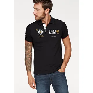 Poloshirt BRUNO BANANI, Herren, Gr. XL (56/58), schwarz, Piqué, Obermaterial: 95% Baumwolle, 5% Elasthan, bestickt, körpernah, Rundhals, Bündchen, Shirts Poloshirt, Kurzarm, körpernahe Passform, unifarben, Polokragen, Topseller