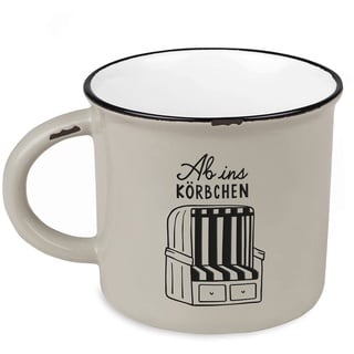 Kaffeetasse vintage| Keramik Becher zum verschenken | maritim | 400 ml | Ab ins Körbchen, Grau