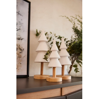 Dekobaum CREATIV DECO "Weihnachtsdeko", weiß, H:25cm Ø:9cm, Keramik, Dekofiguren, Dekobaum, aus Keramik und Holz