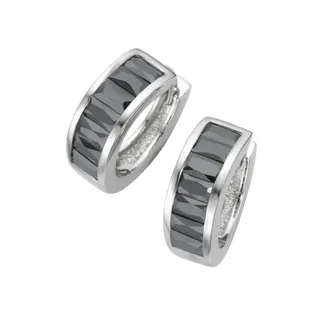 GIORGIO MARTELLO MILANO Paar Creolen »Klappcreolen mit schwarzen Zirkonia, Silber 925«, schwarz