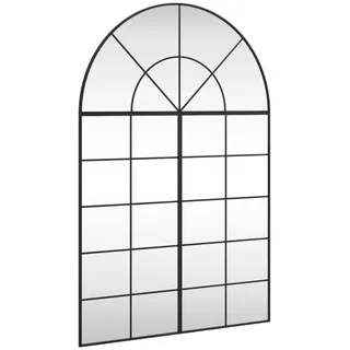 vidaXL Wandspiegel, Hängend Gewölbt Spiegel Badspiegel, Fensterspiegel für Badezimmer Wohnzimmer, Dekospiegel Flurspiegel, Schwarz Eisen