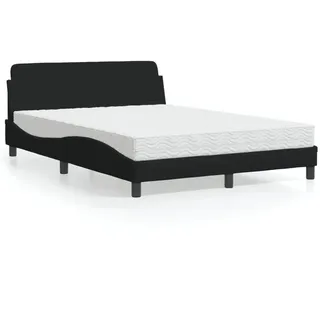vidaXL Bett mit Matratze Schwarz 140x200 cm