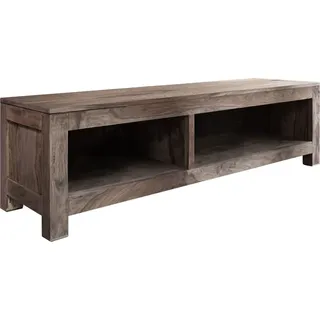 MASSIVMOEBEL24.DE TV-Board Sheesham 148x45x45  grau geölt NATURE GREY #0123 - Grau