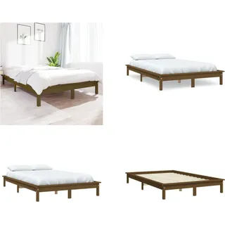 vidaXL Massivholzbett Honigbraun 200x200 cm Kiefer - Bettrahmen - Bettgestell - Bett - Holzbett - Braun
