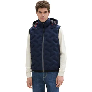 TOM TAILOR Herren Hybrid Weste mit Kapuze,10668 - Sky Captain Blue, M