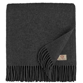 Linen & Cotton Weiche Warme Decke Wolldecke Wohndecke Kuscheldecke Columbus - 100% Reine Neuseeland Wolle, Anthrazit/Grau (140 x 200 cm), Sofadecke/Tagesdecke/Überwurf/Blanket/Plaid Schurwolle