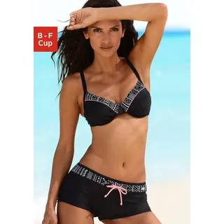 KangaROOS Bügel-Bikini mit modischem Print, verstellbare Träger, schwarz