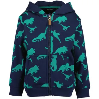 Sweatjacke BLUE SEVEN "Jungen Dino Sweatjacke", Jungen, Gr. 110, 5600, ultramarin, 80% Baumwolle, 20% Polyester, normal normal, Rundhals, normaler Saum, Sweatjacken Sweatjacke
