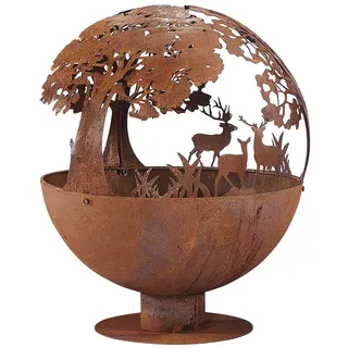 Kobolo Feuerschale FOREST 50x50x60 cm - Gartendeko Kugelform Feuerstelle Funkenschutz Feuerkorb Metall Feuerkörbe Outdoor Feuertonne Feuerschalen ...