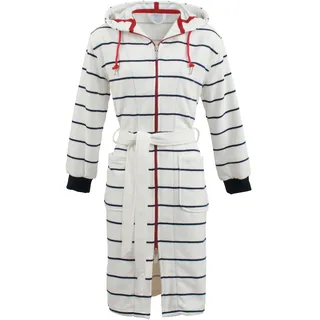 Damenbademantel CARL ROSS "246411" Gr. 36, blau (sanftes weiß, night blau), 36/38, Velours, Hausmäntel, Damenbademantel