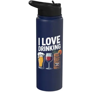 Ich liebe es, Bier, Wein, Cocktail, Spaß zu trinken Stainless Steel Insulated Water Bottle